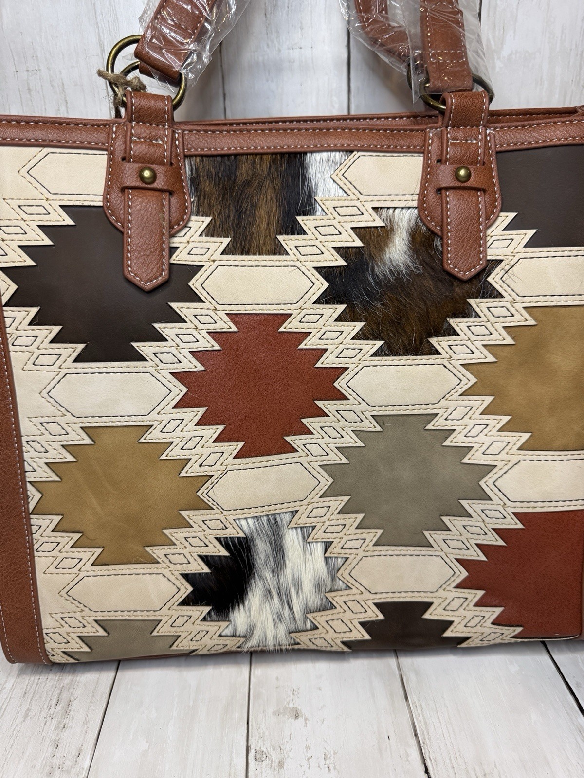 Catchfly Concealed Carry Tote Purse Womens Southwestern Color Block Inlay NWT