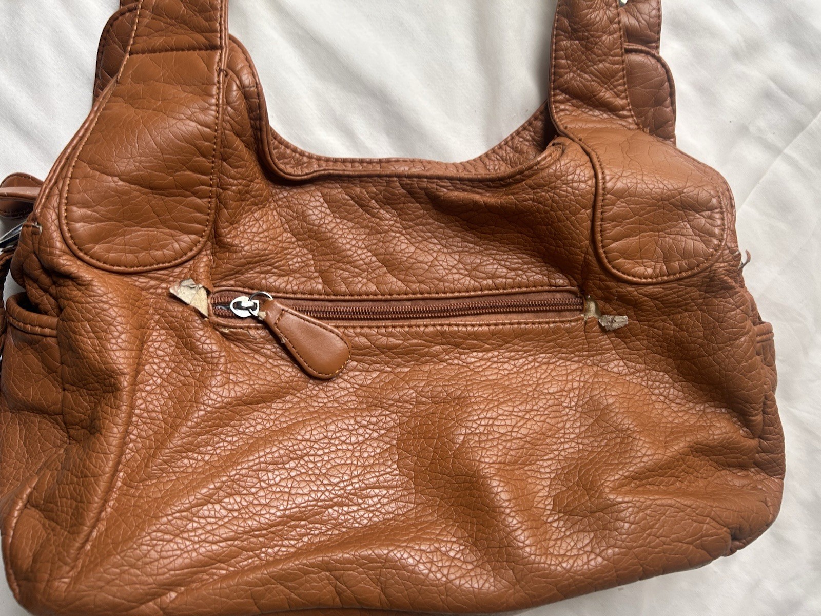 Orange Angel Kiss Hobo Bag Silver Hardware Braided Details Multi Zipper Y2k