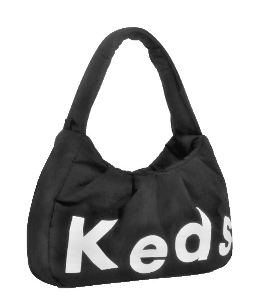 Keds Puffy Bag Black Denim Drawstring Bucket Crossbody Shoulder Bag Adjustable