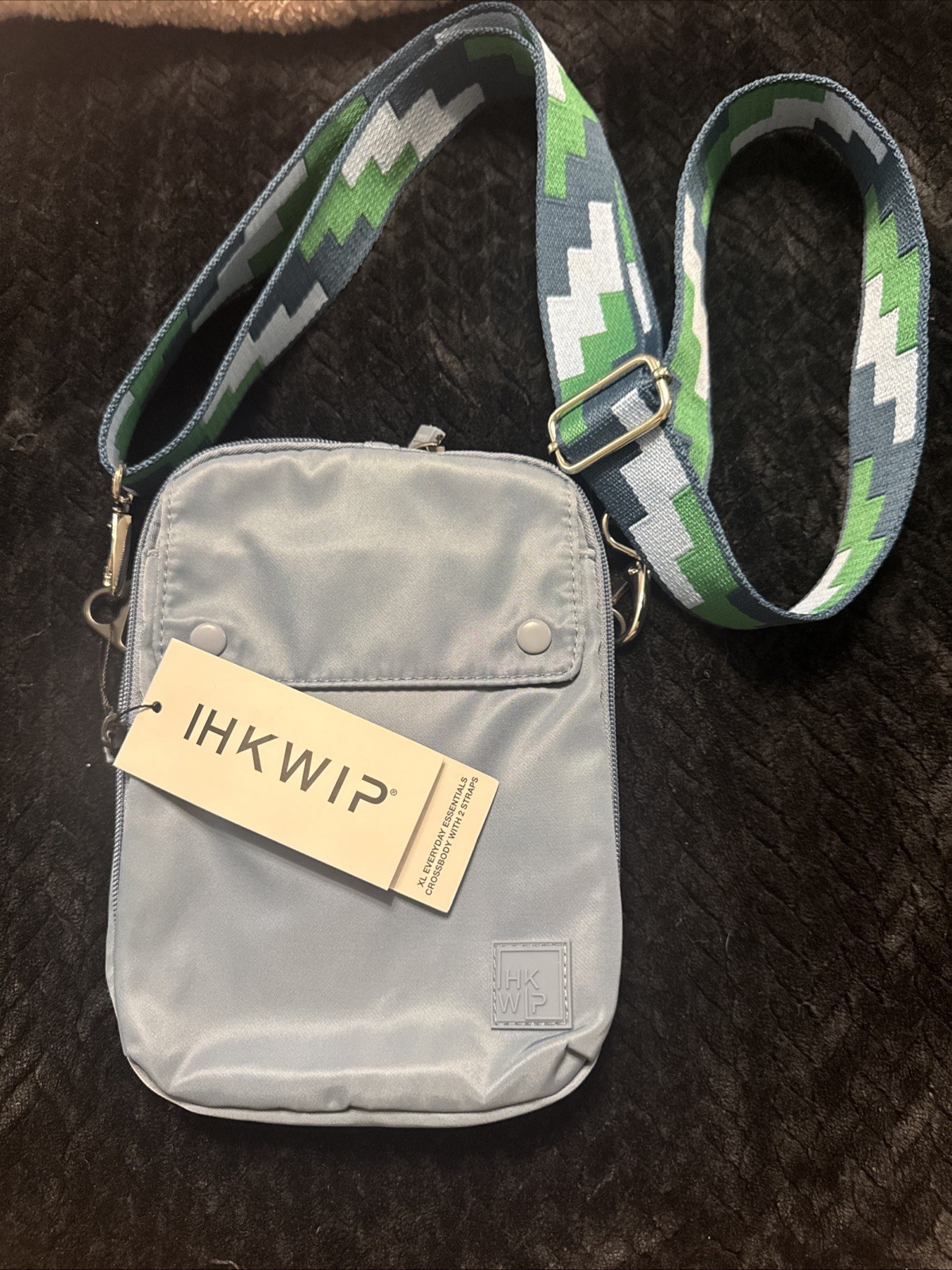 IHKWIP The XL Everyday Essentials Crossbody Faded Indigo Blue Nylon Multi-Pkts