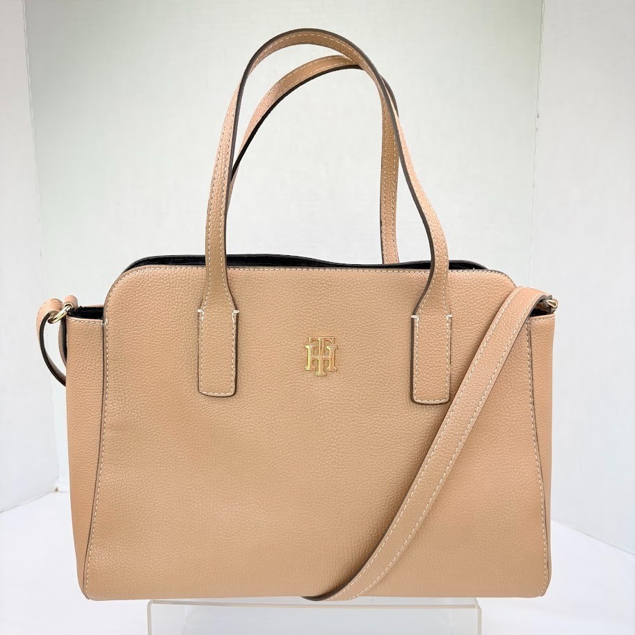 Tommy Hilfiger Classic Beige/Taupe Top Handle Satchel Adjustable Crossbody Bag