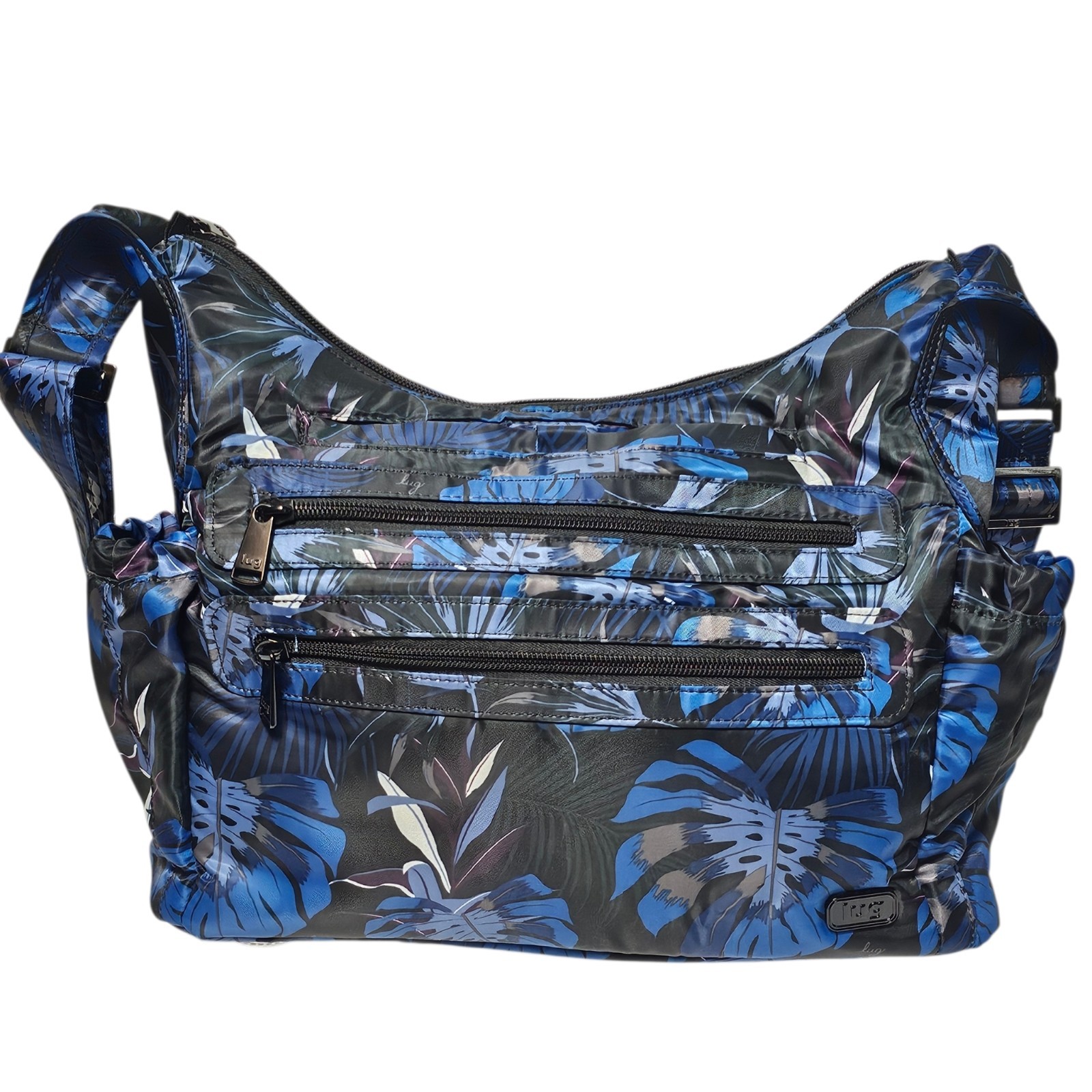 Lug Camper Crossbody Bag Blue Botanical Palm Floral Shoulder Travel Purse