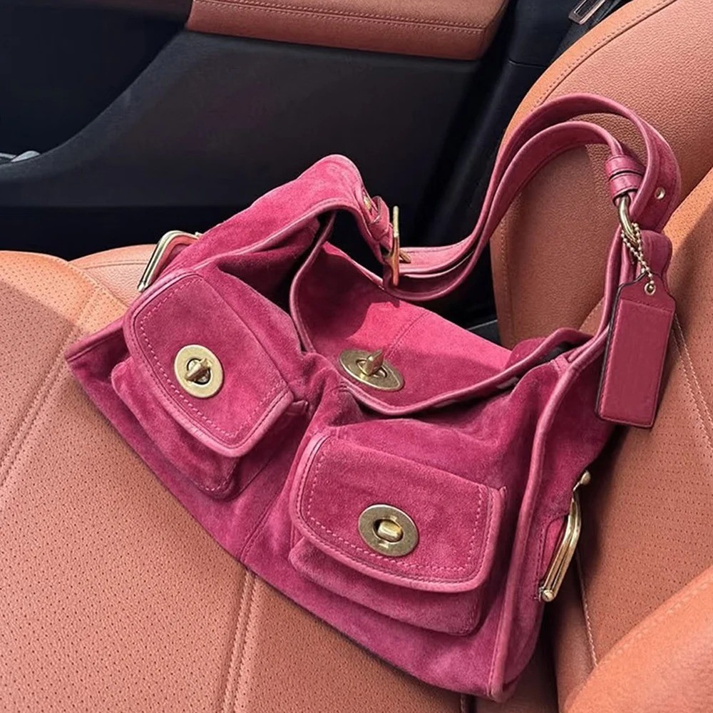 Casual Commuter Large Capacity Suede Pillow Bag Single Shoulder Crossbody Bag