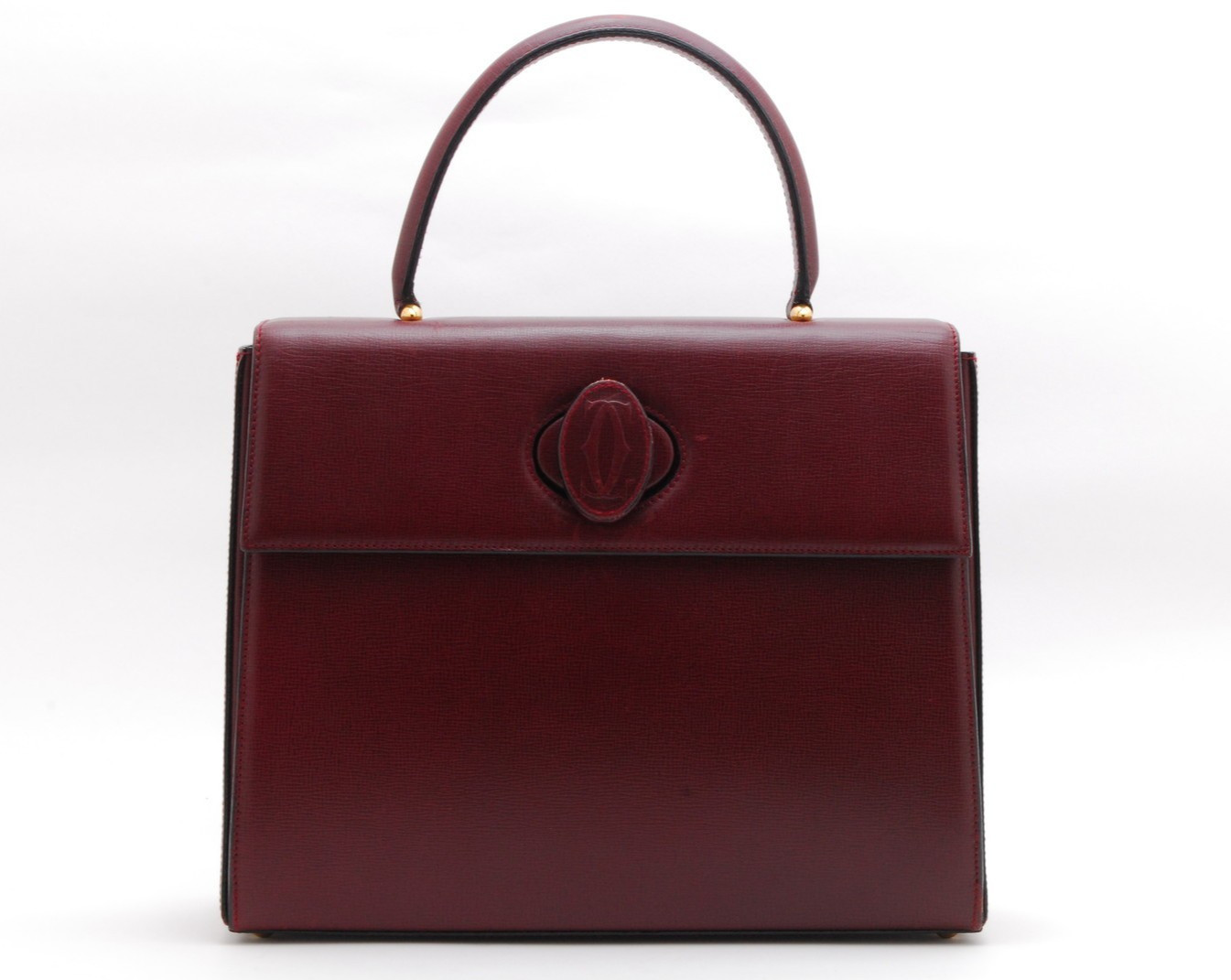Cartier Must de Cartier Bordeaux Leather Hand Bag Vintage Top Handle Purse