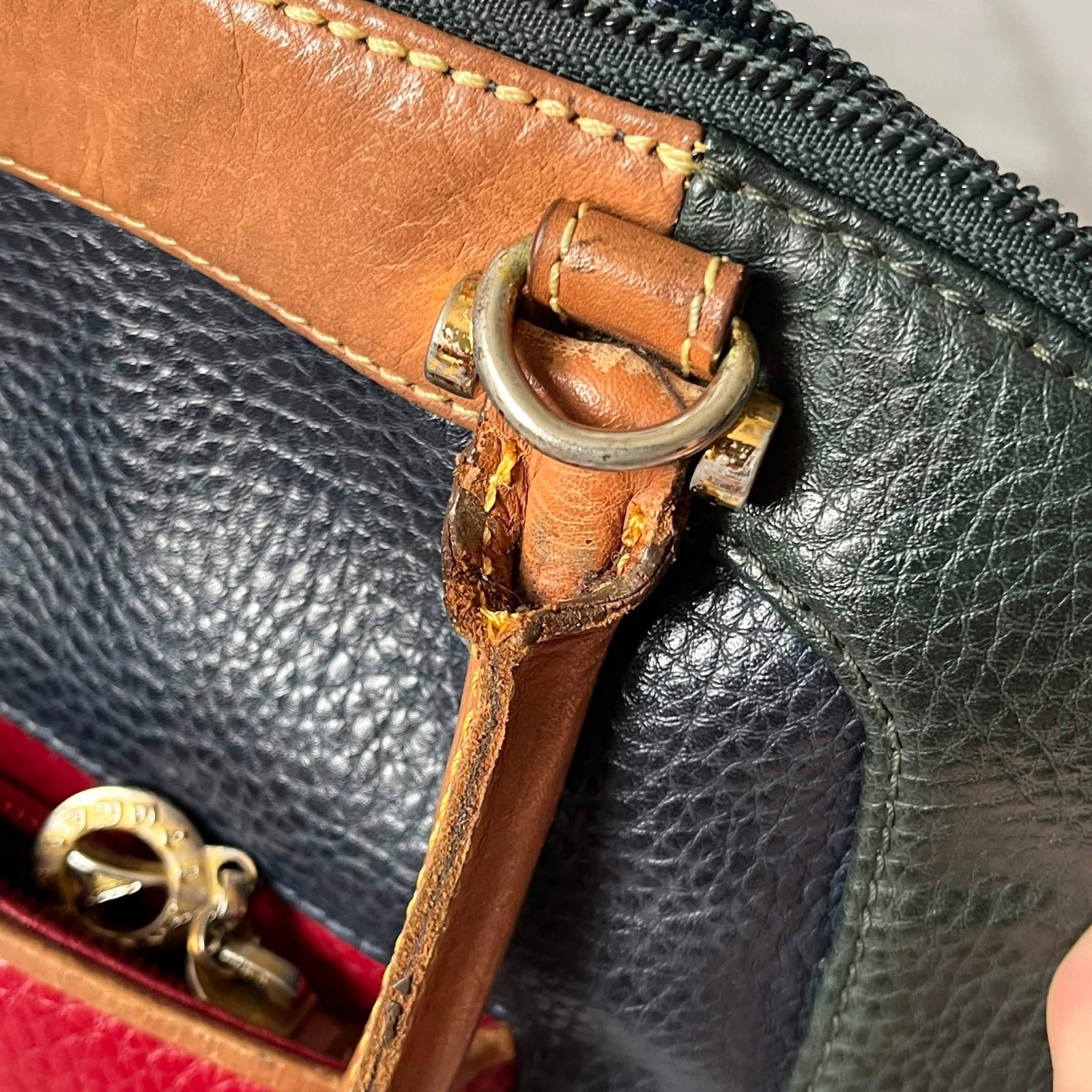 La Tour Eiffel 1887 Purse Handbag – Multicolored Pebbled Leather Navy Green Red