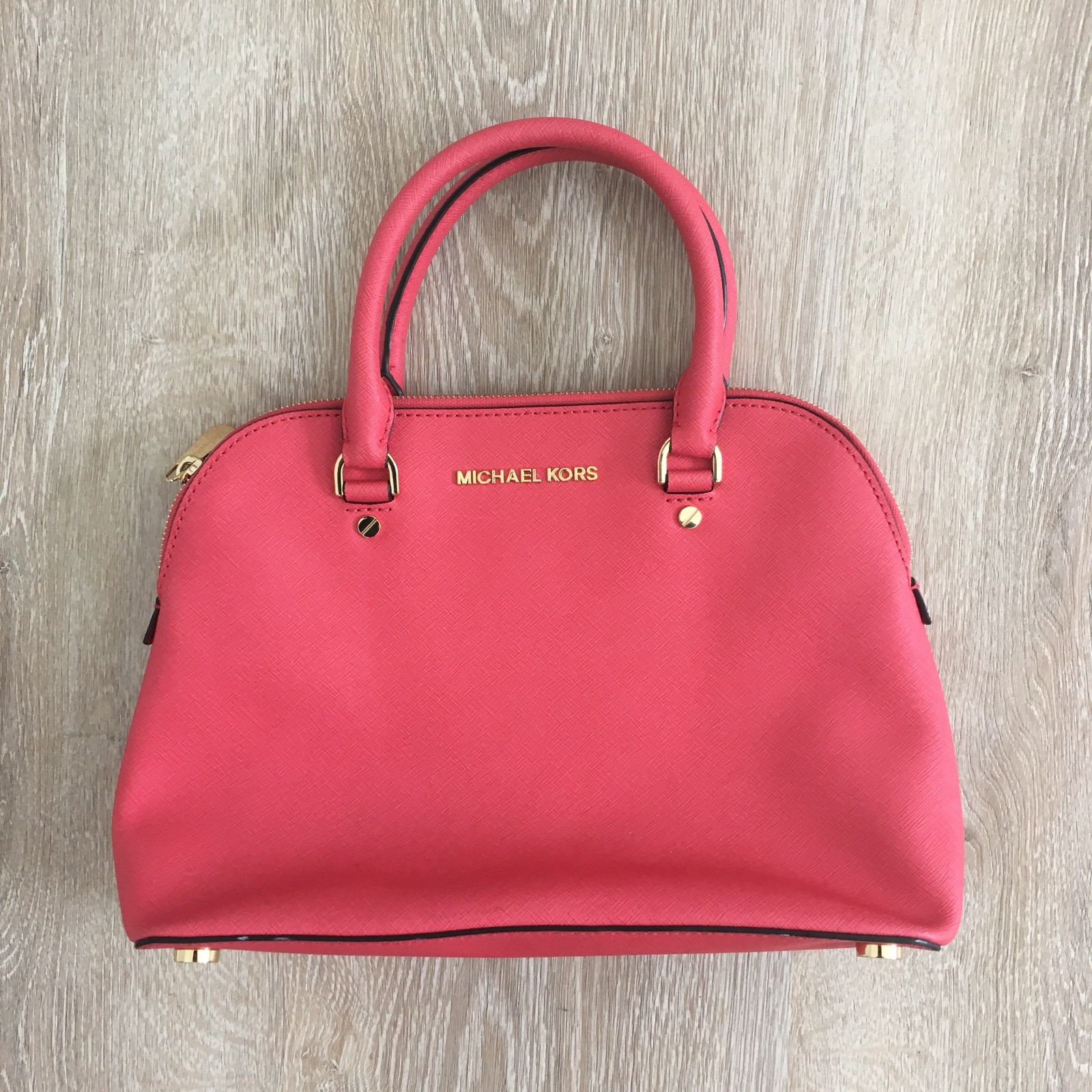 New MICHAEL Michael Kors Cindy Large Convertible Dome Satchel – Watermelon