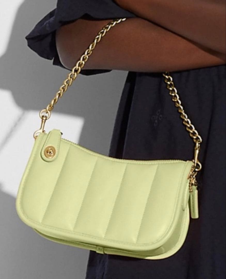 COACH Swinger 20 Bag Quilted Nappa Leather Lime Green Shoulder 7.9 x 4.7 Inch