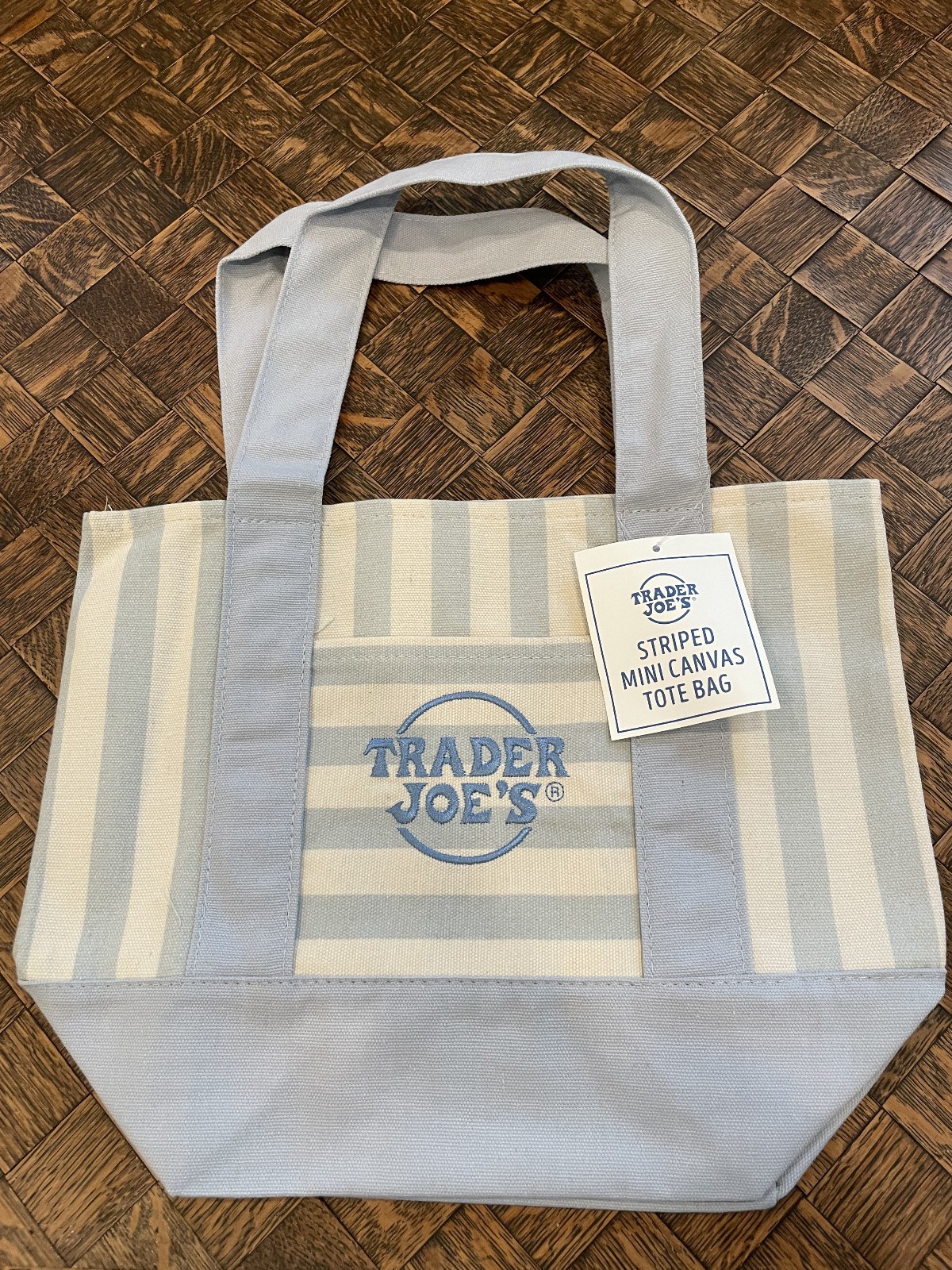 TRADER JOES MINI PASTEL STRIPED CANVAS TOTE BAG SET OF 4 NWT LIMITED EDITION!