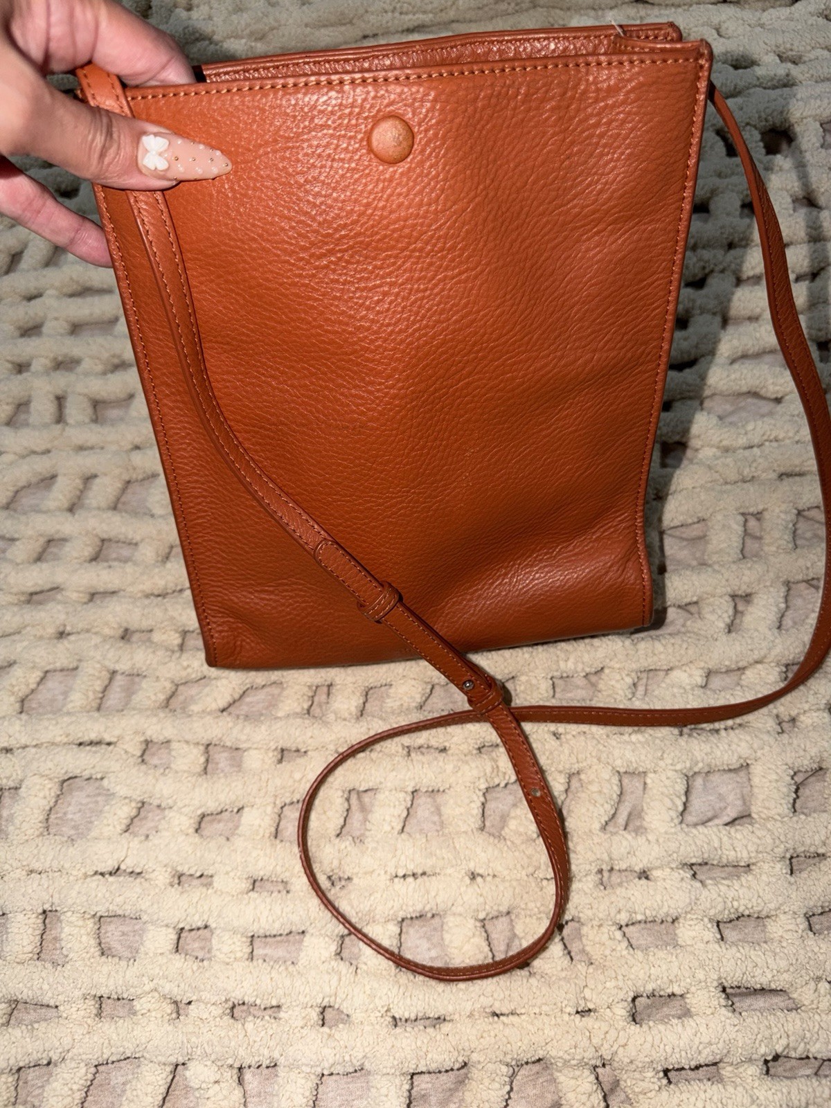 Steven Alan Orange Pebbled Leather Crossbody Bag Purse Good Condition