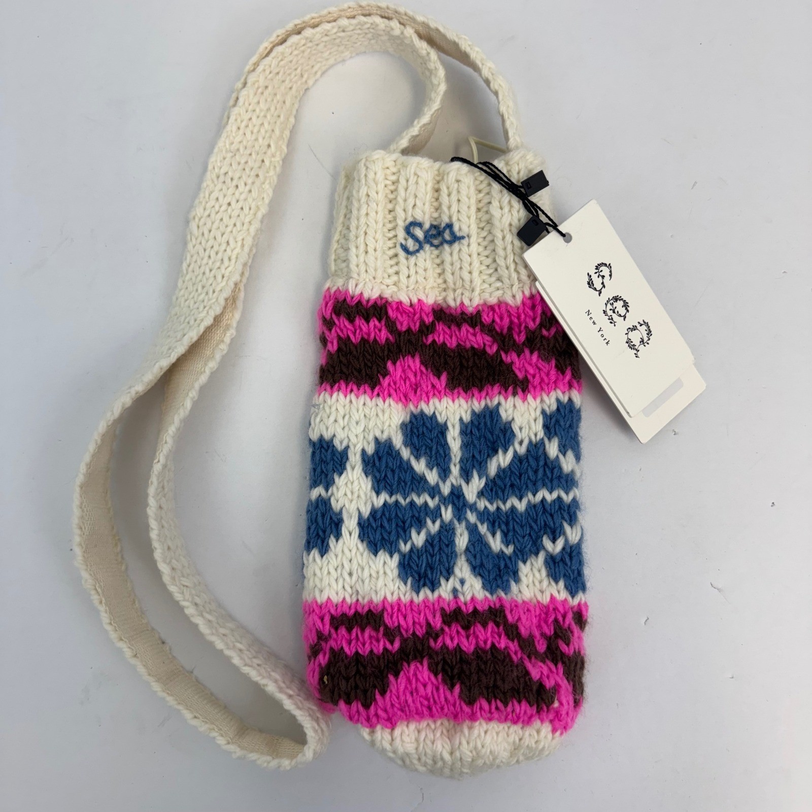 Sea New York Mavis Knit Bottle Holder Fair Isle Wool Crossbody AS25-034 NEW