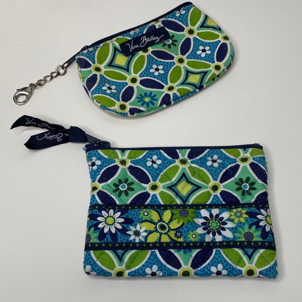 Vera Bradley Daisy Daisy Coin Purse and Clip Zip ID with Lobster Clasp Set