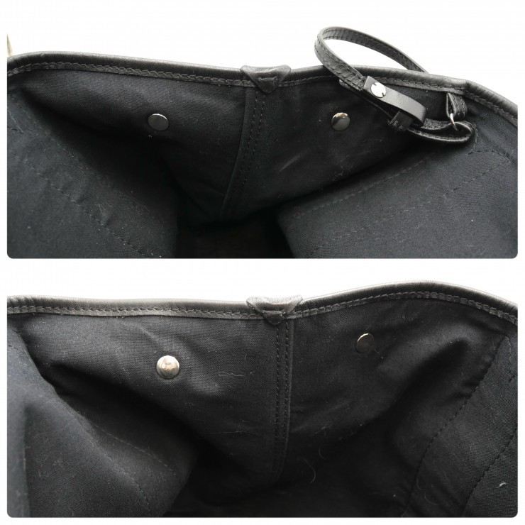 Balenciaga Navy Cabas S Tote Bag Black Canvas Leather Logo