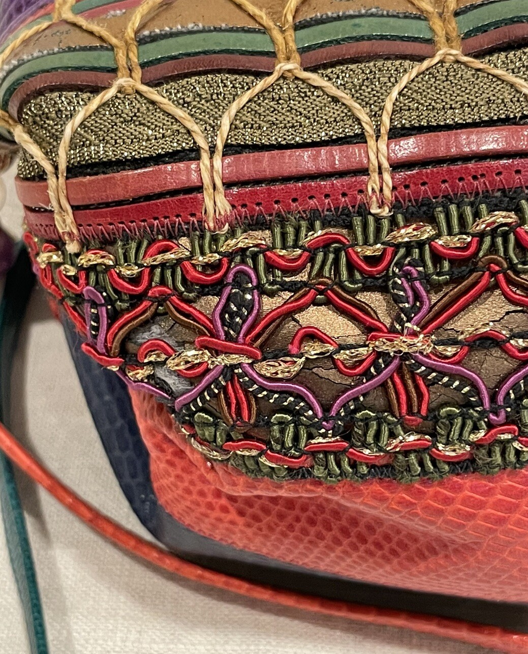 Sharif USA Round Shoulder Bag With Charms Coins & Feather Color Block 90s Y2k
