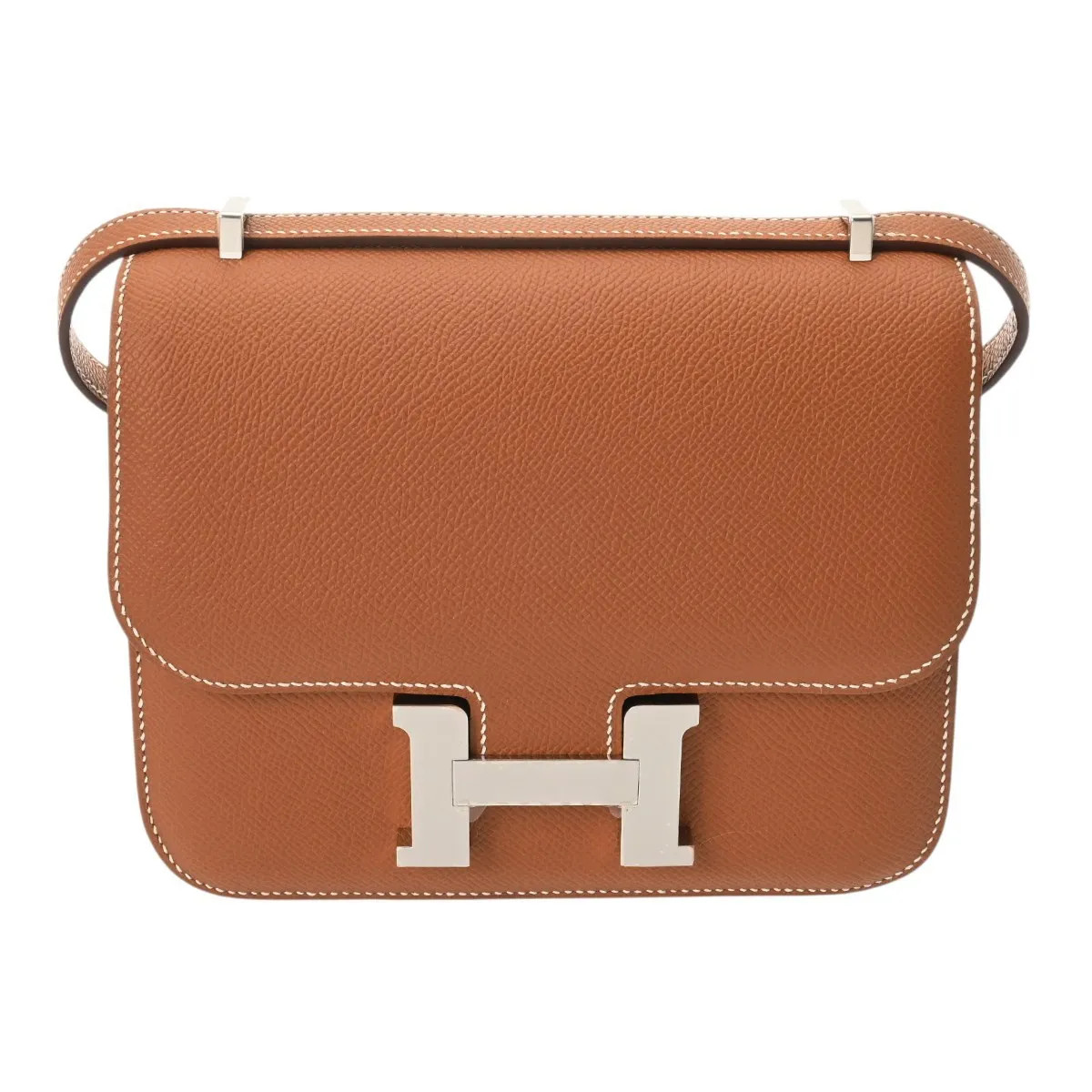 Hermes Constance Shoulder Bag Epsom Leather Silver #WB5298