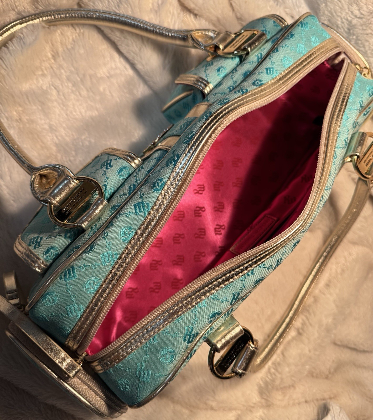 Vintage Y2K Rocawear Aqua Silver Hip Hop Streep Glam Purse Bag Handle Sparkle RW