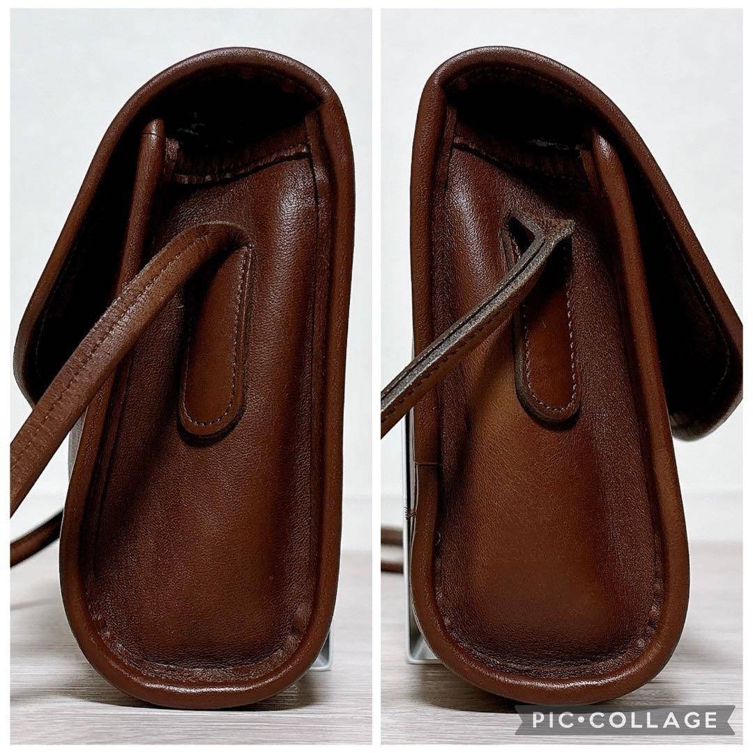 COACH Shoulder Bag German Bock Dark Brown Leather Size: W: 7.5 × H: 6.5 in.