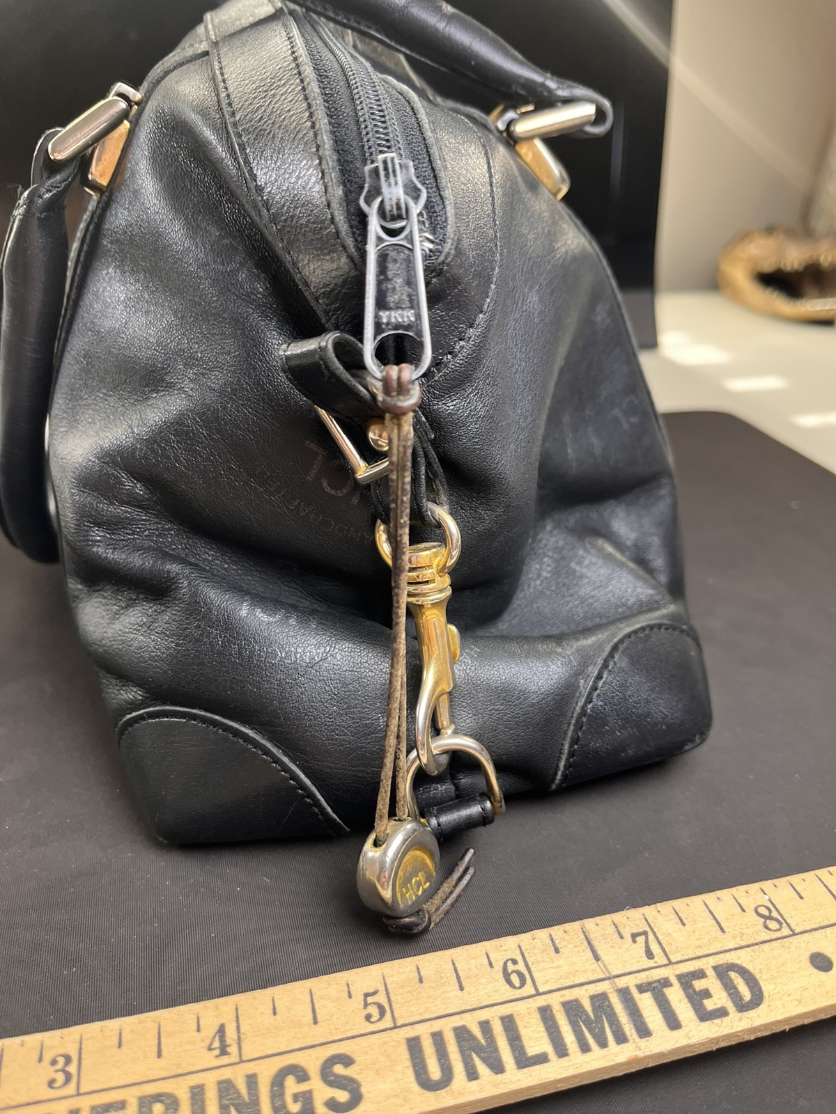 Vintage HCL German Handcrafted Leather Black Satchel Purse