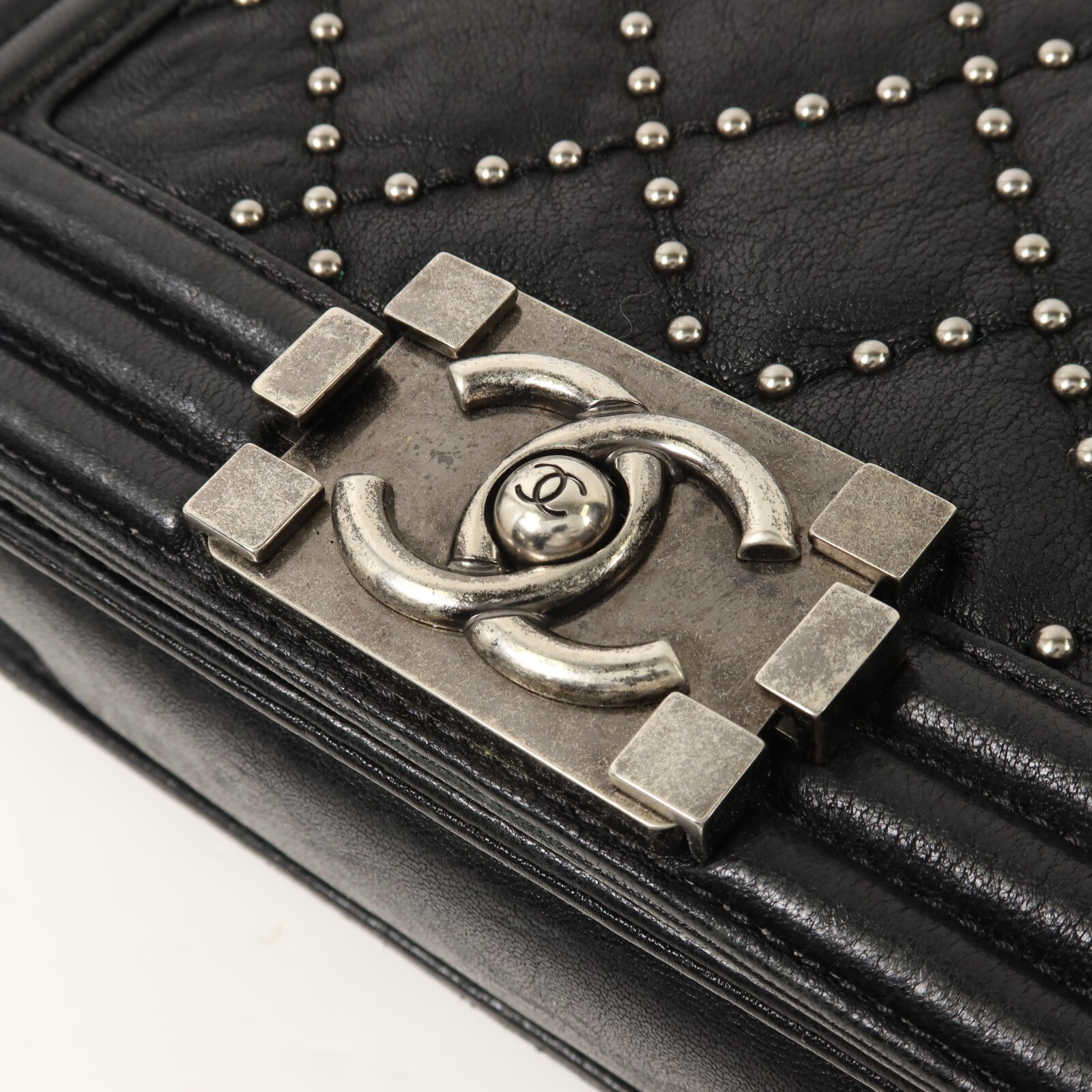 CHANEL CC SHW Boy 20 Chain Shoulder Bag A67085 Calfskin Leather Black