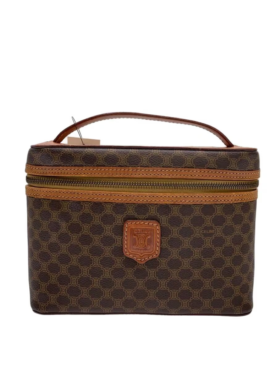 CELINE Macadam Pattern Logo Design Vanity Bag PVC Brown Pattern MC96