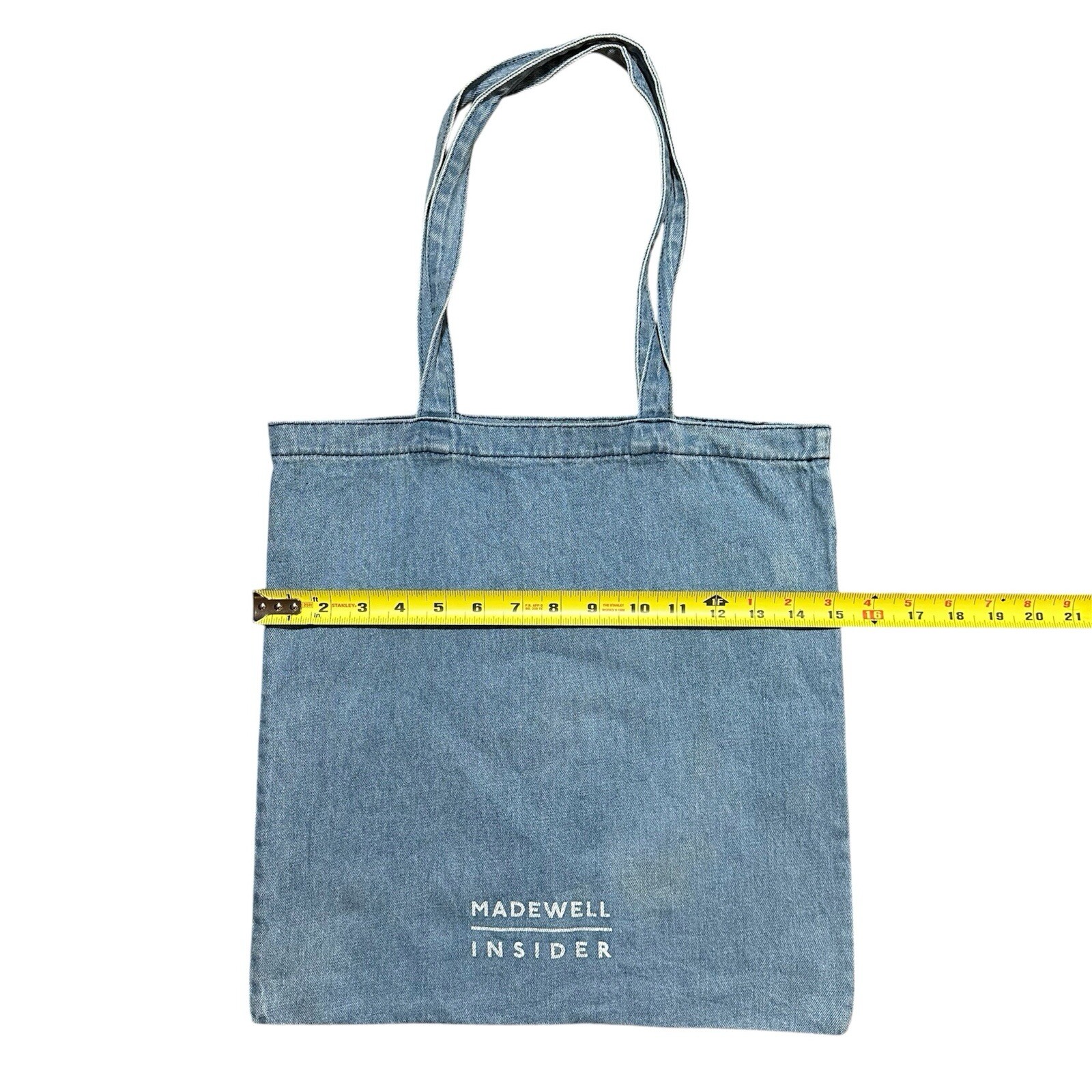 Madewell Insider Light Wash Denim Tote Bag Up Top Hand Slap Bookbag Grocery Bag
