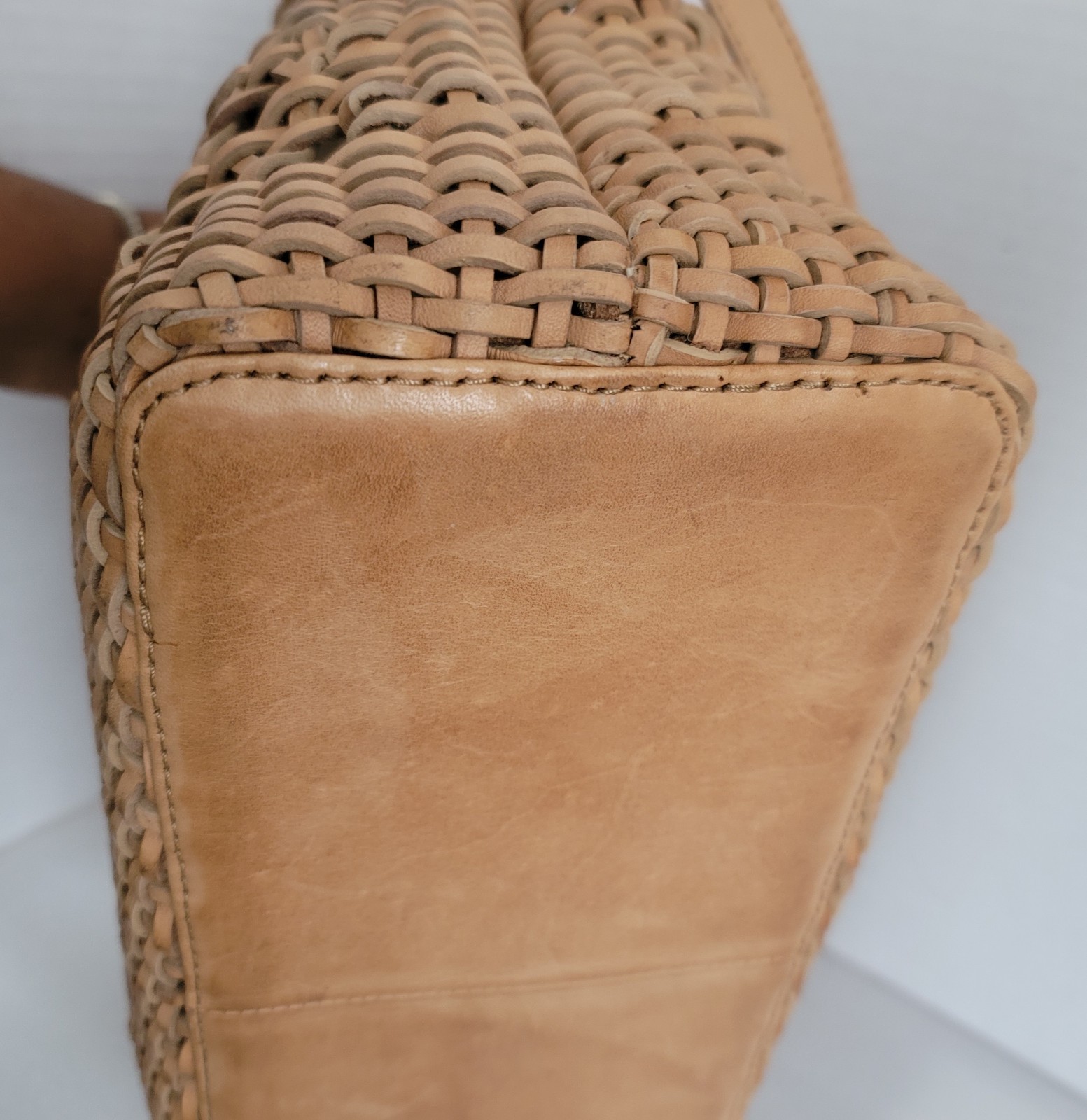 100% Genuine leather Artisan, Boho-chic, Geometric Open-Weave Tote / Crossbody