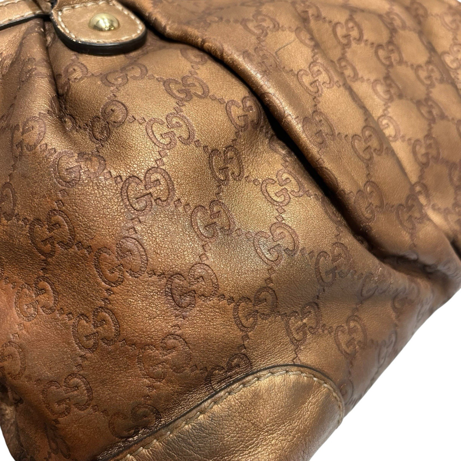 Gucci Sukey Tote Bag Shoulder Bag Brown Gold Auth