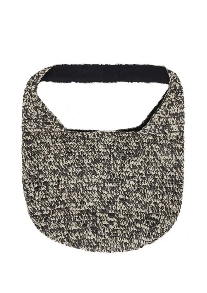 Banana Republic Women’s Black/White Tote Shoulder Bag Open Top Crescent Unlined