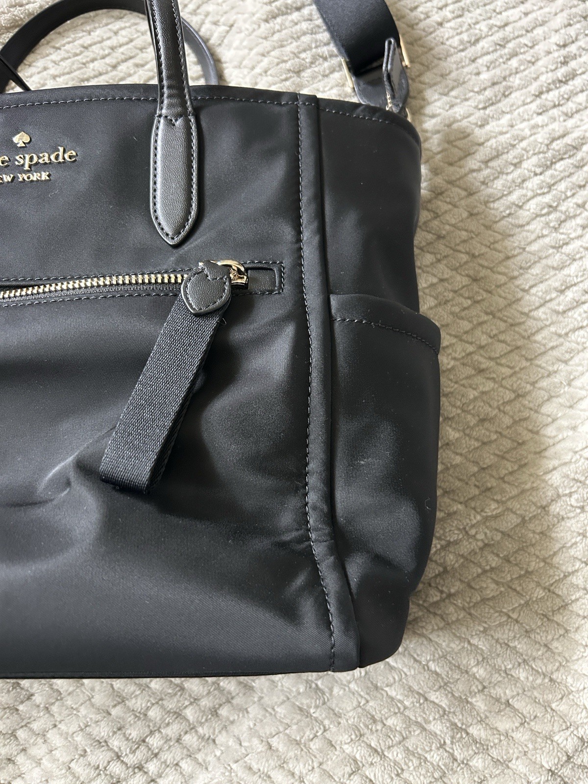 kate spade new york Black Nylon Medium Tote, Detachable Strap
