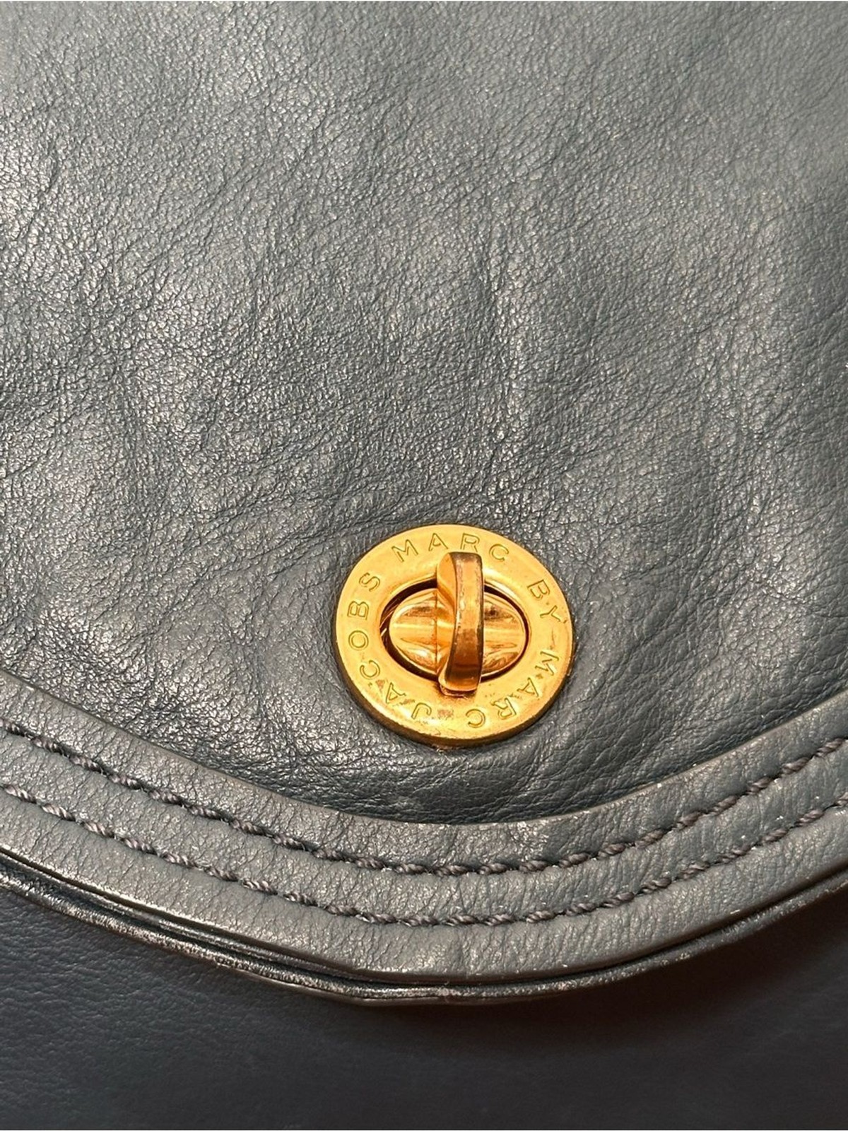 Marc Jacobs Classic Lead Blue Genuine Buttery Leather Crossbody Shoulder bag