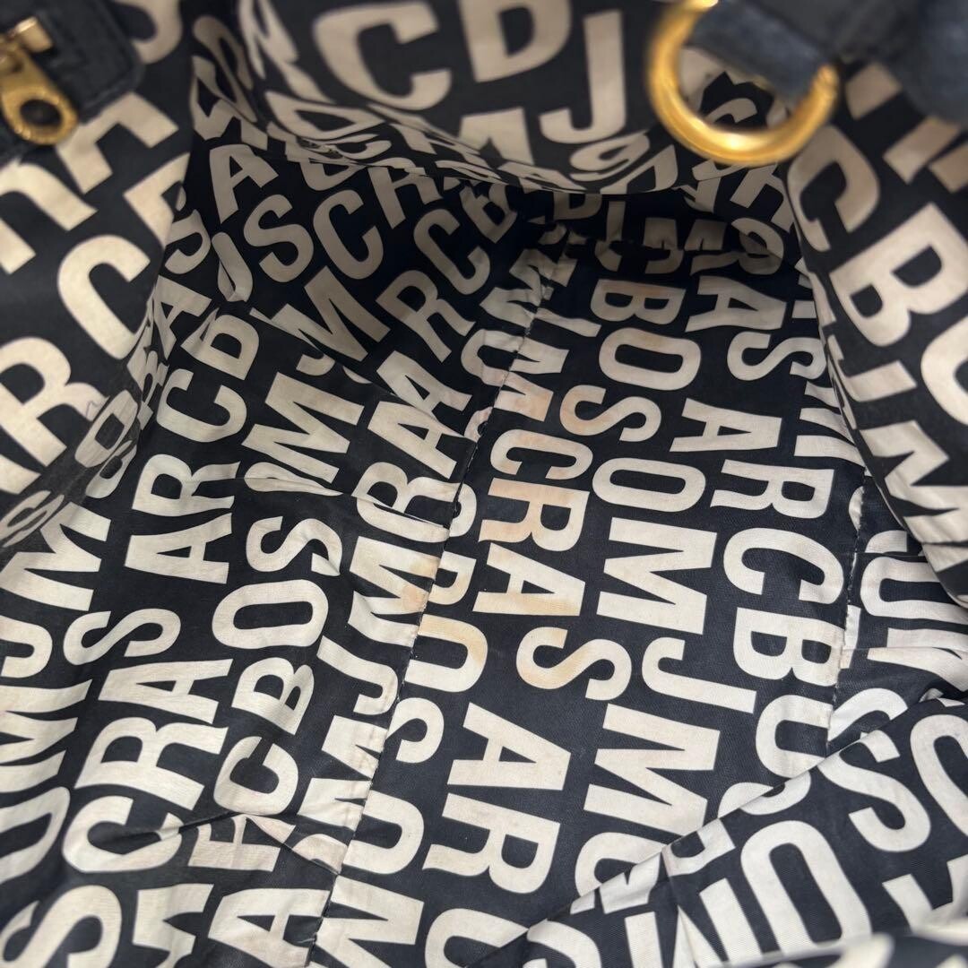 Marc by Marc Jacobs Q Fran Black Leather 2 Way Handbag Tote Bag Gold Logo Large