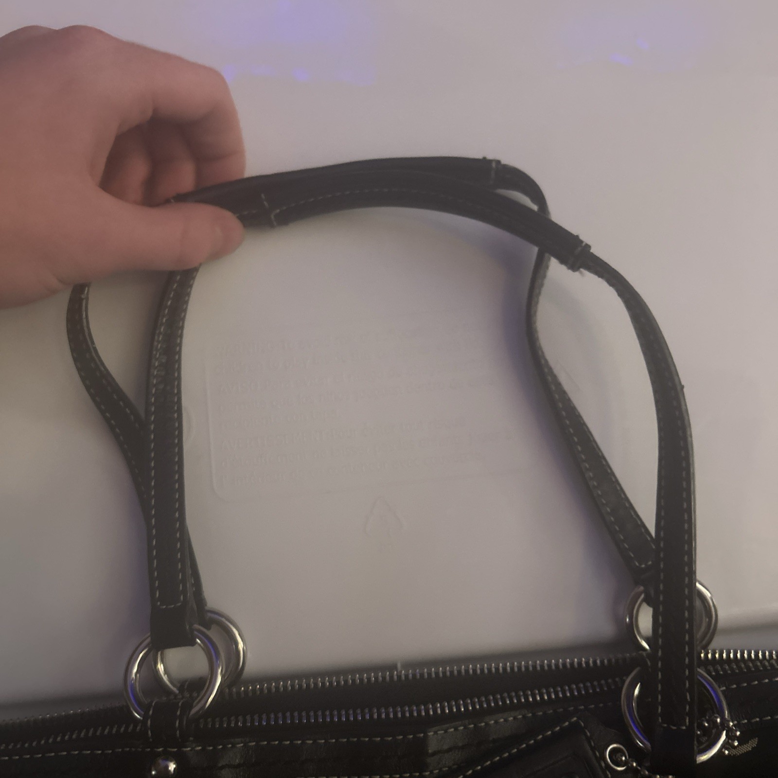Coach Black Canvas Horse And Carriage Tote Bag F14482