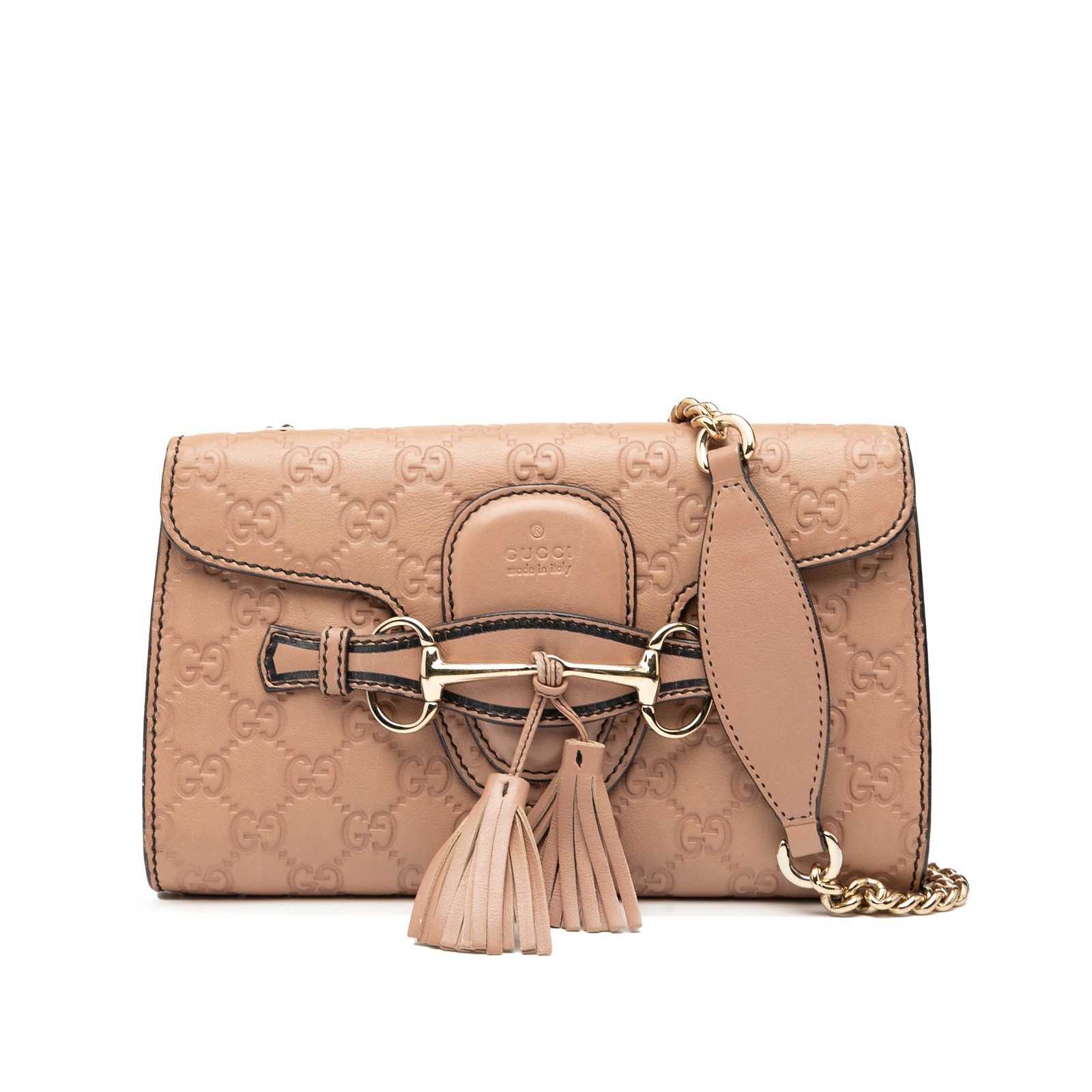 Gucci Mini ssima Emily Crossbody Pre-Loved Bag Nude