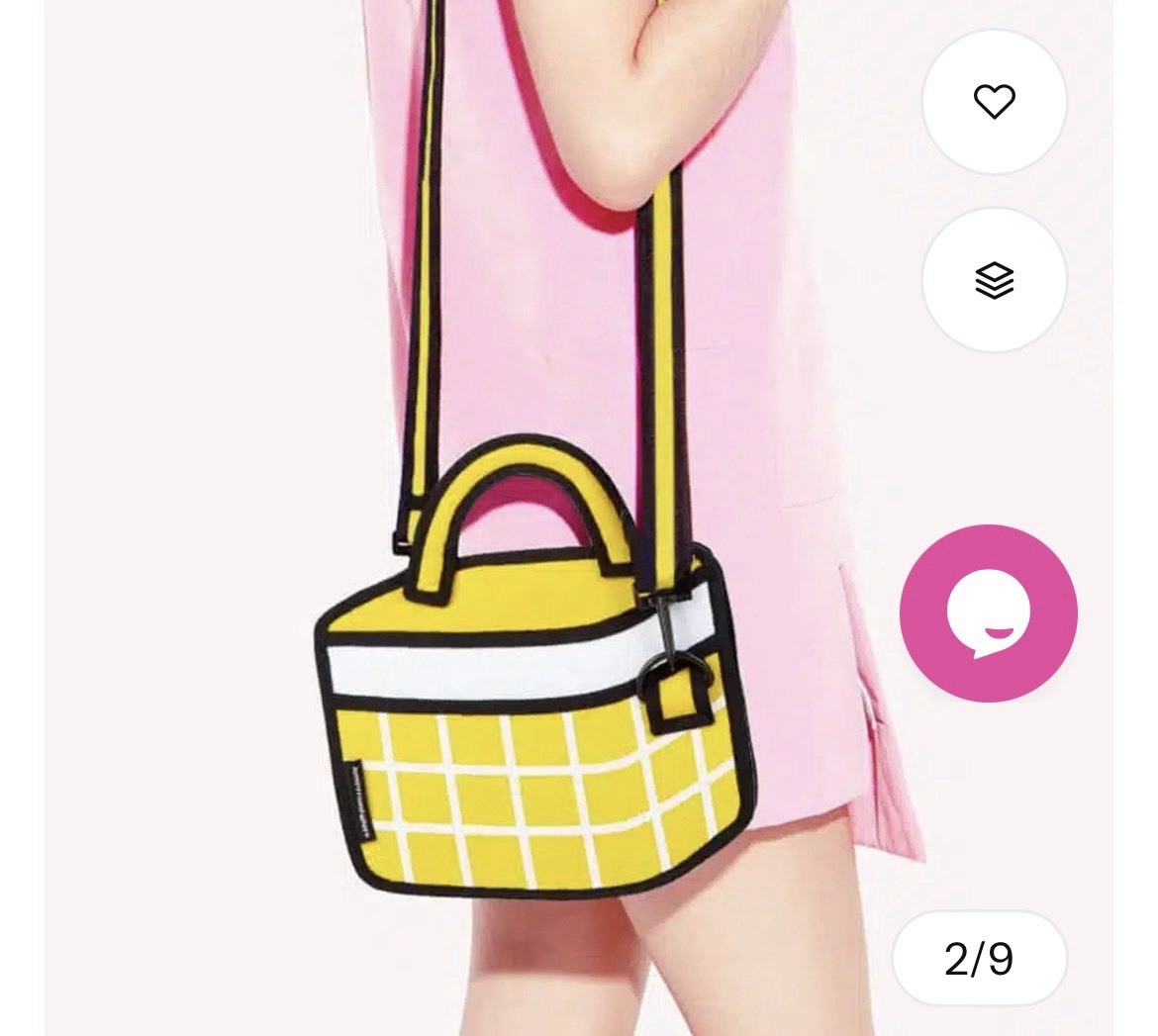 JumpFromPaper Checkered 3D Cartoon Pop Art Shoulder Bag Zip Top Handle Strap
