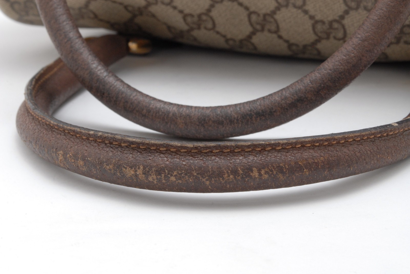 Gucci GG Supreme Web Stripe 2Way Boston Bag PVC Leather Shoulder Bag Beige