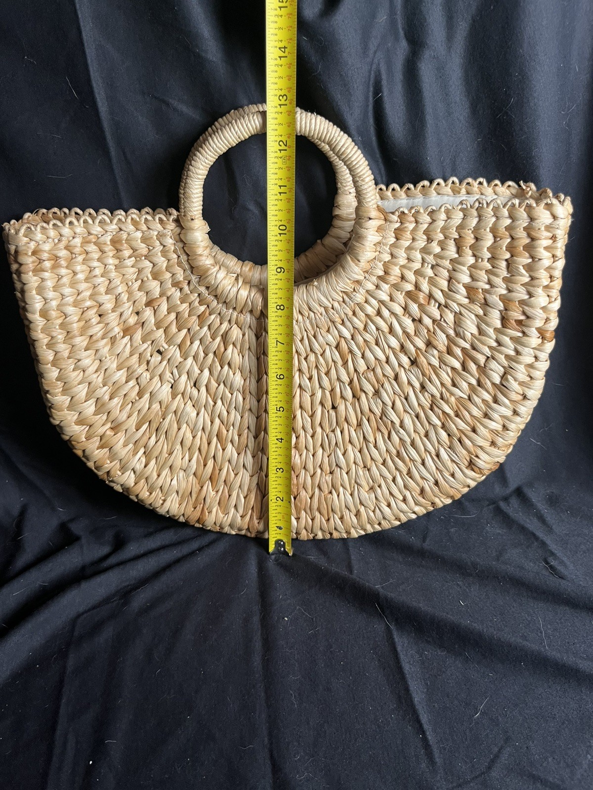 Xhilaration Brown Handbag Purse Half Circle 100% Corn Husk Lined Beach Summer
