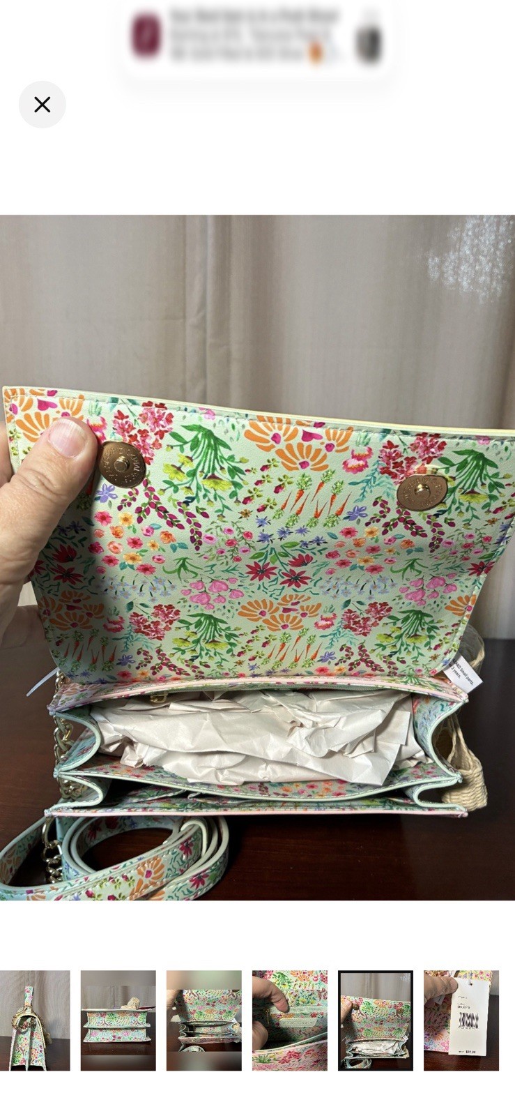 Betsey Johnson Floral Satchel Top Handle Crossbody Bag w/ Charm, Gold Hardware
