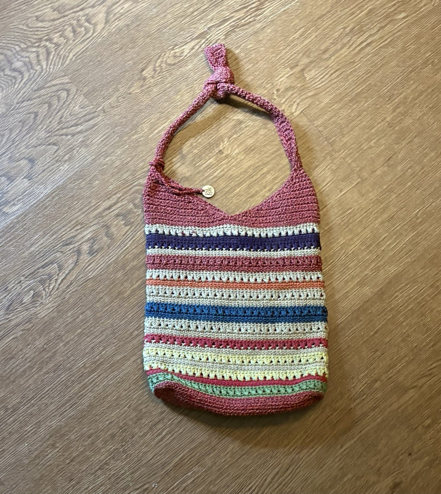 Vintage The Sak Multicolored Women’s Lined Hobo Bag Burgundy Tan Y2K