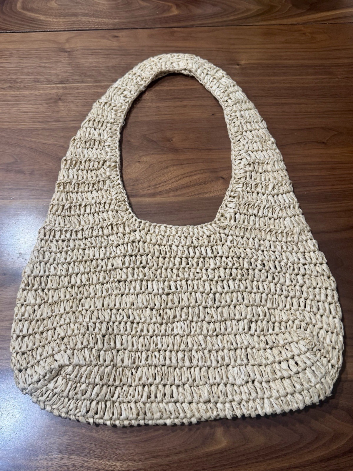 Universal Thread Tote Bag Womens Beige Straw Raffia Woven Hobo Purse