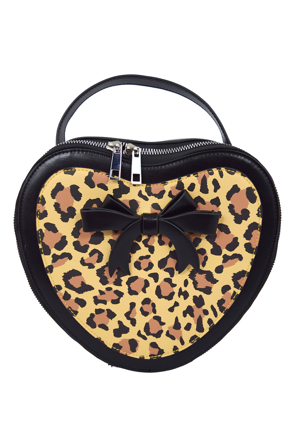 Dancing Days Retro 50s Rockabilly Heart Leopard and Black Small Handbag