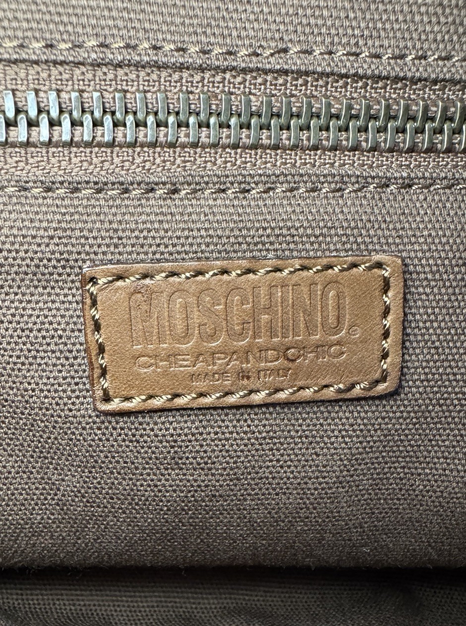 Moschino Cheap & Chic Pink Quilted Leather Shoulder Tote Bag Purse Brown Y2K