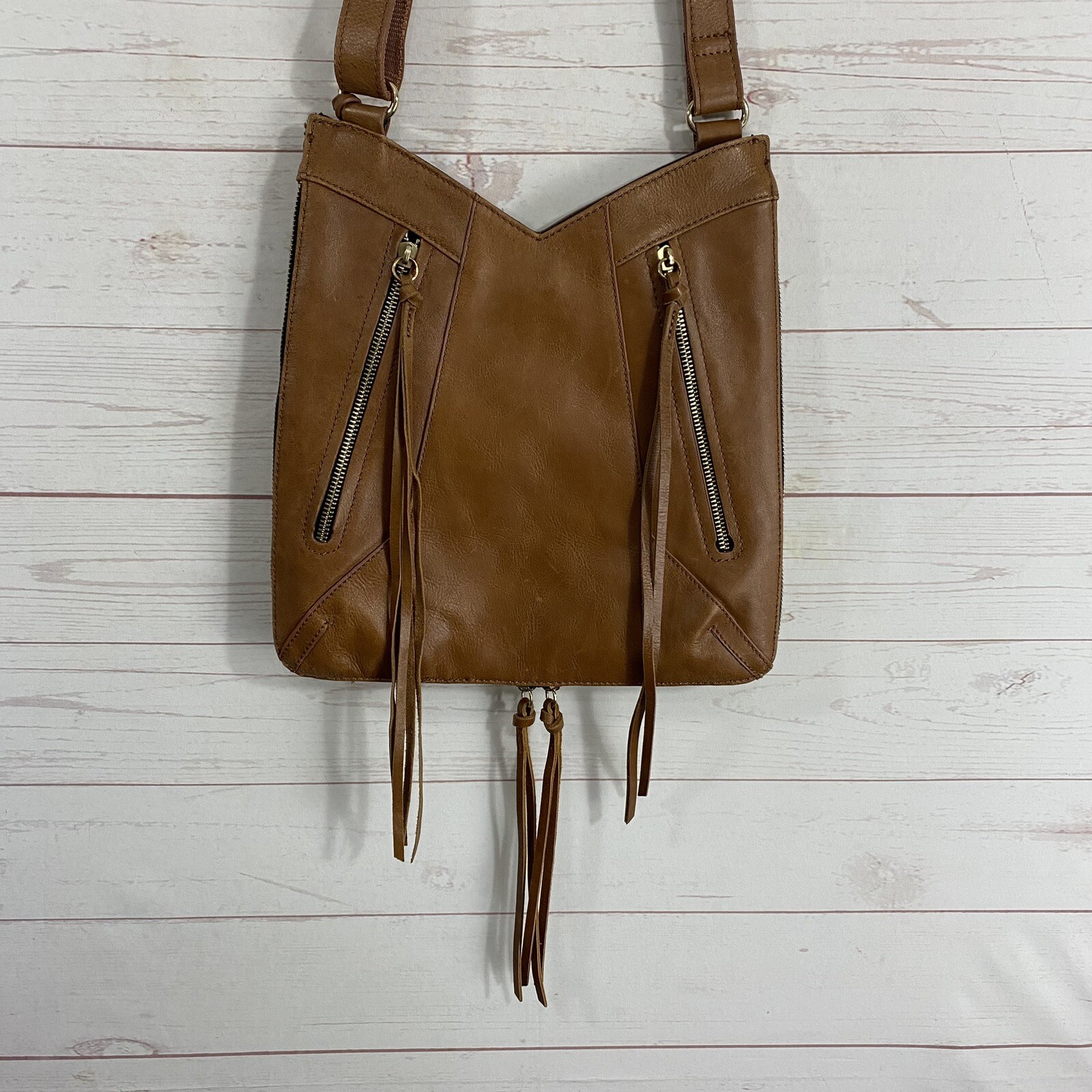Joes Jeans Boho Tassel Shoulder Bag Purse Brown Small/Medium Brown Faux Leather