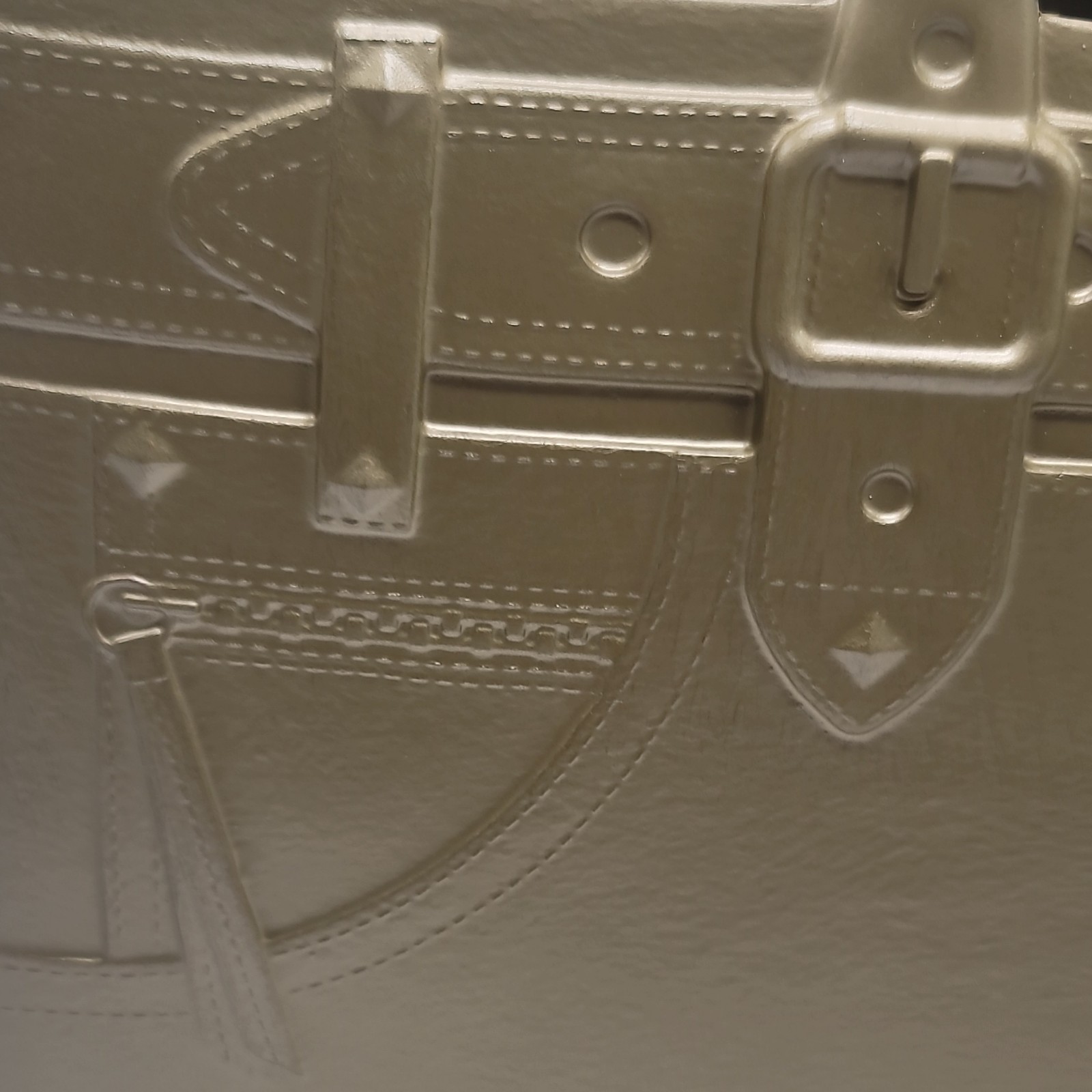 Great Bag Co. Embossed Beige Tote with Buckle Closure and Bottom Studs