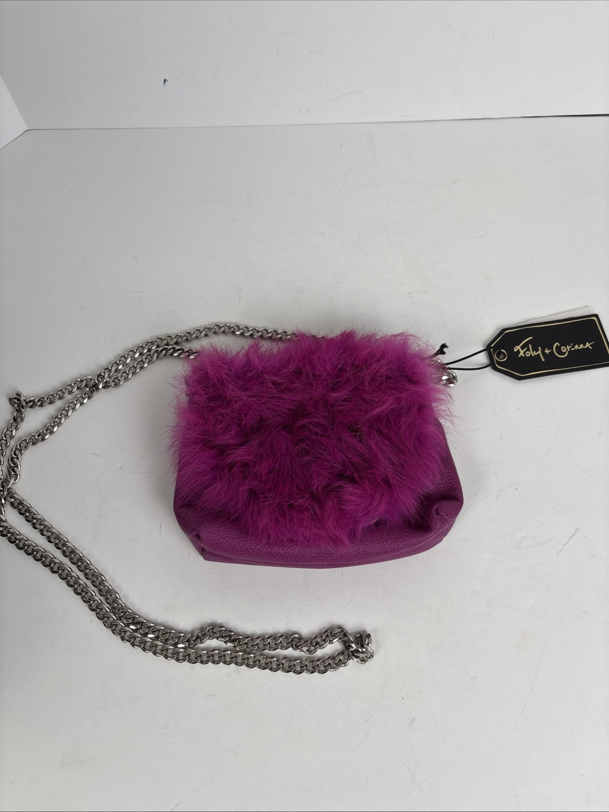 Foley + Corinna Stardust Mini Crossbody Fuschia Rabbit/Leather $195 NEW