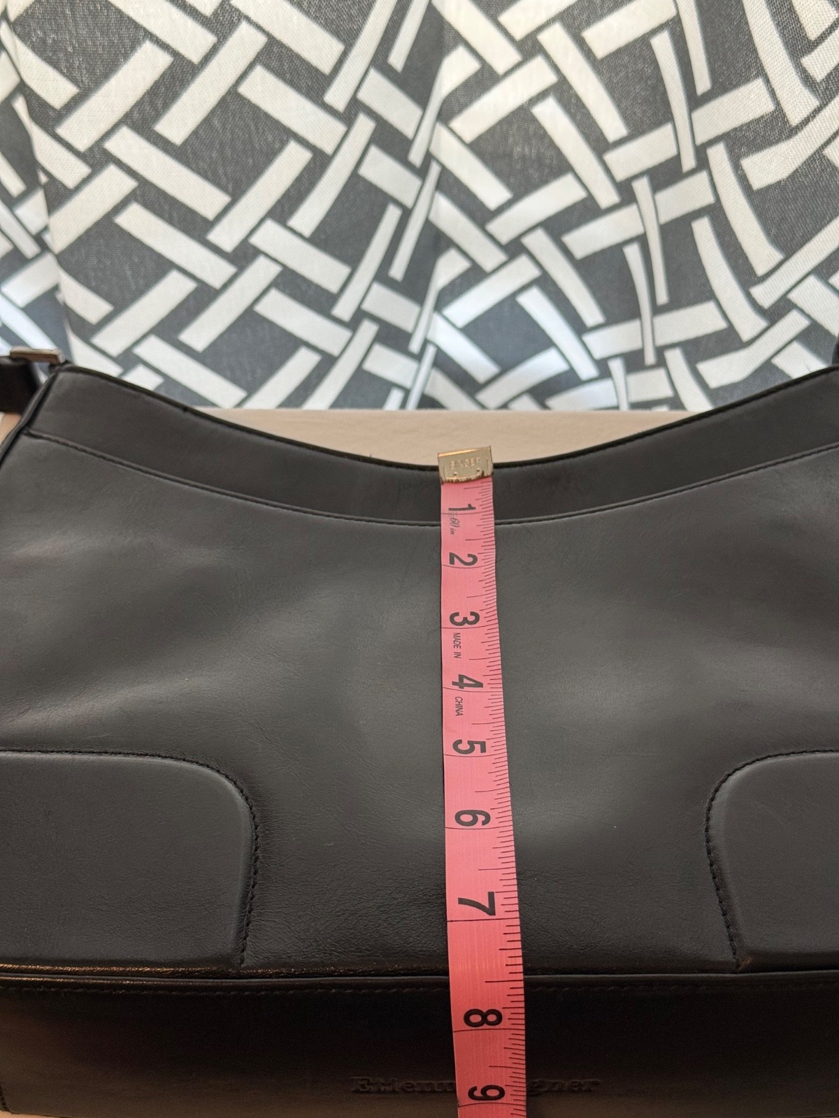 Etienne Aigner Classic Logo Black Leather Shoulder Bag with Silver Tone Hardware