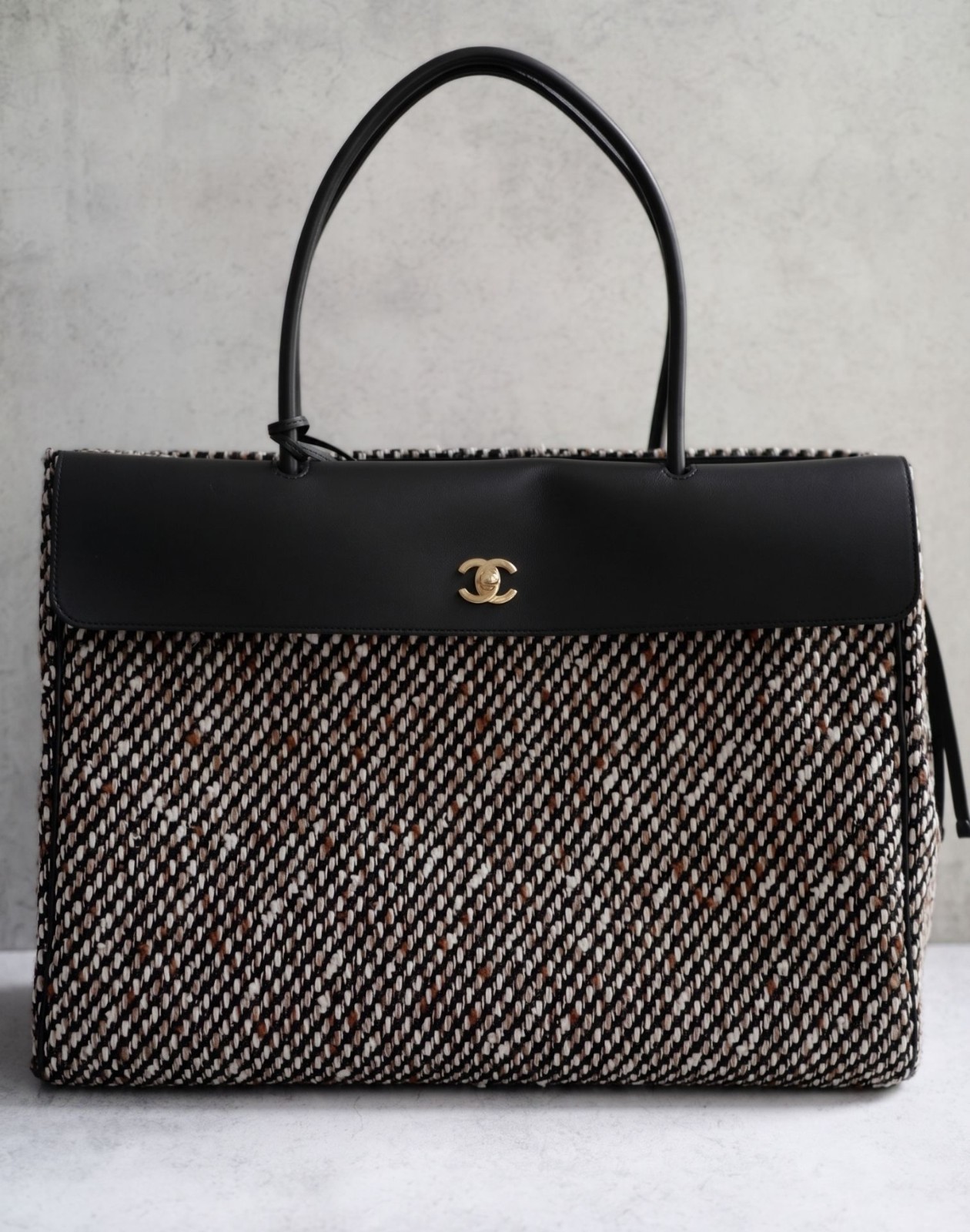 Chanel 26s Large Shopping Bag Black/Ecru Wool Gold Hardware “Matthieu Blazy’s”