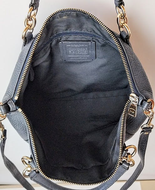 Coach Kelsey Black Pebble Leather Satchel Crossbody Shoulder Bag Purse F36675