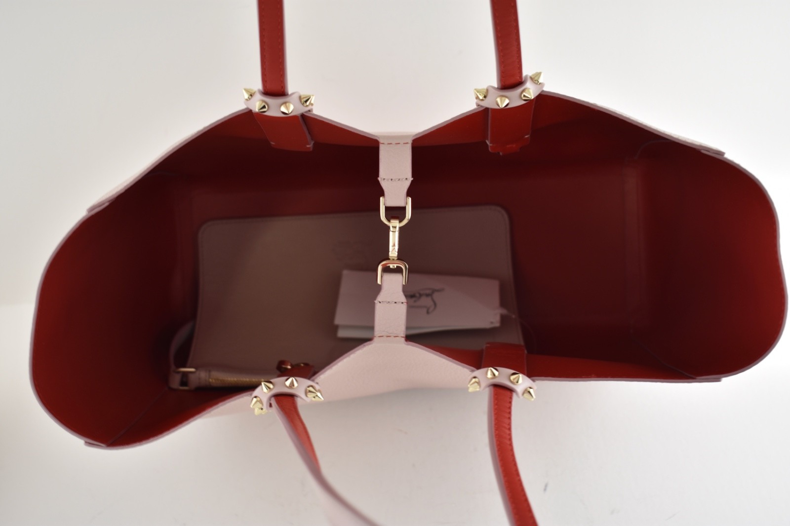 Christian Louboutin Cabata Small Tote Vintage Rose Pink Leather Shoulder Bag