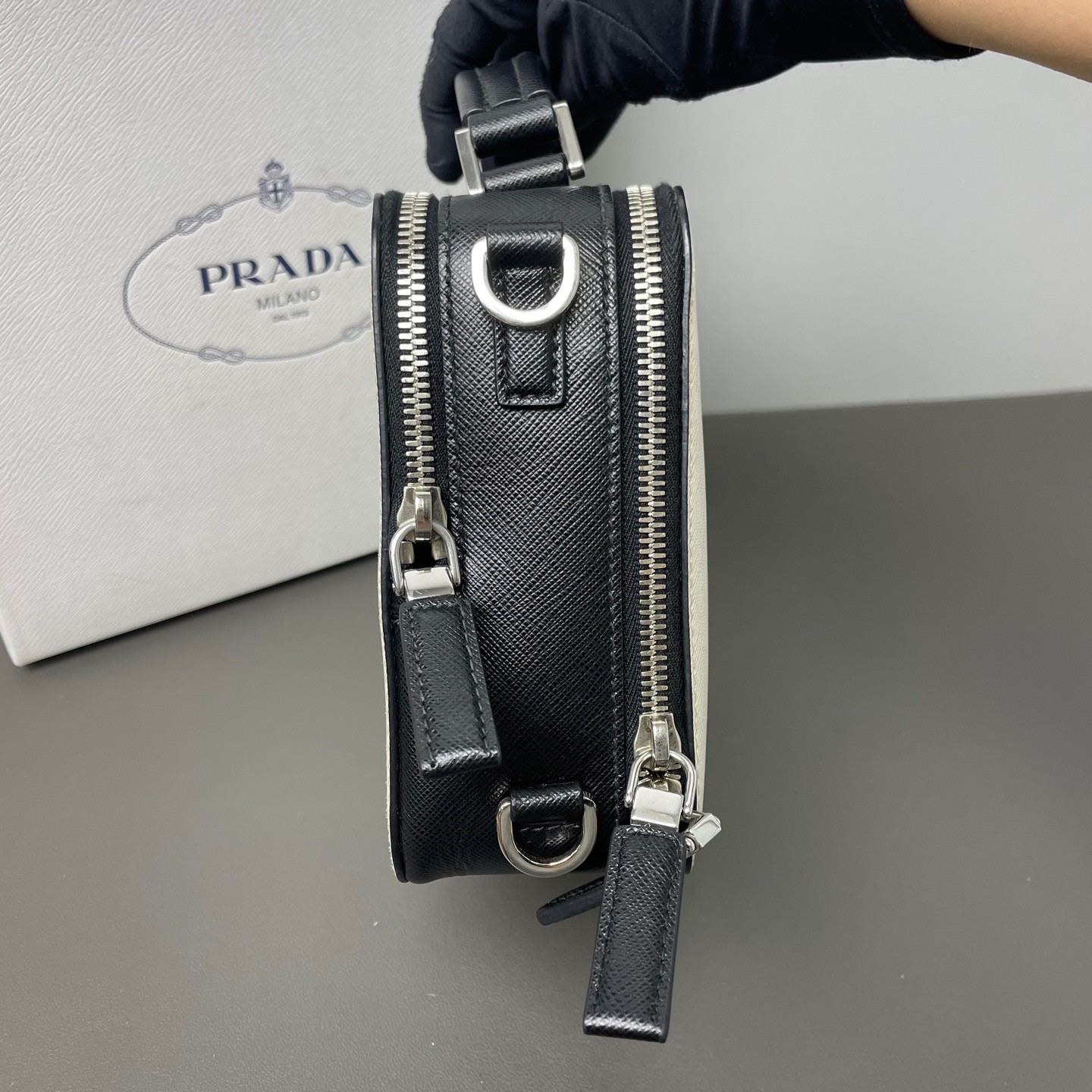 Prada Pre-Owned Authentic Camera Bag Colorblock Leather Free Tracked Shipping