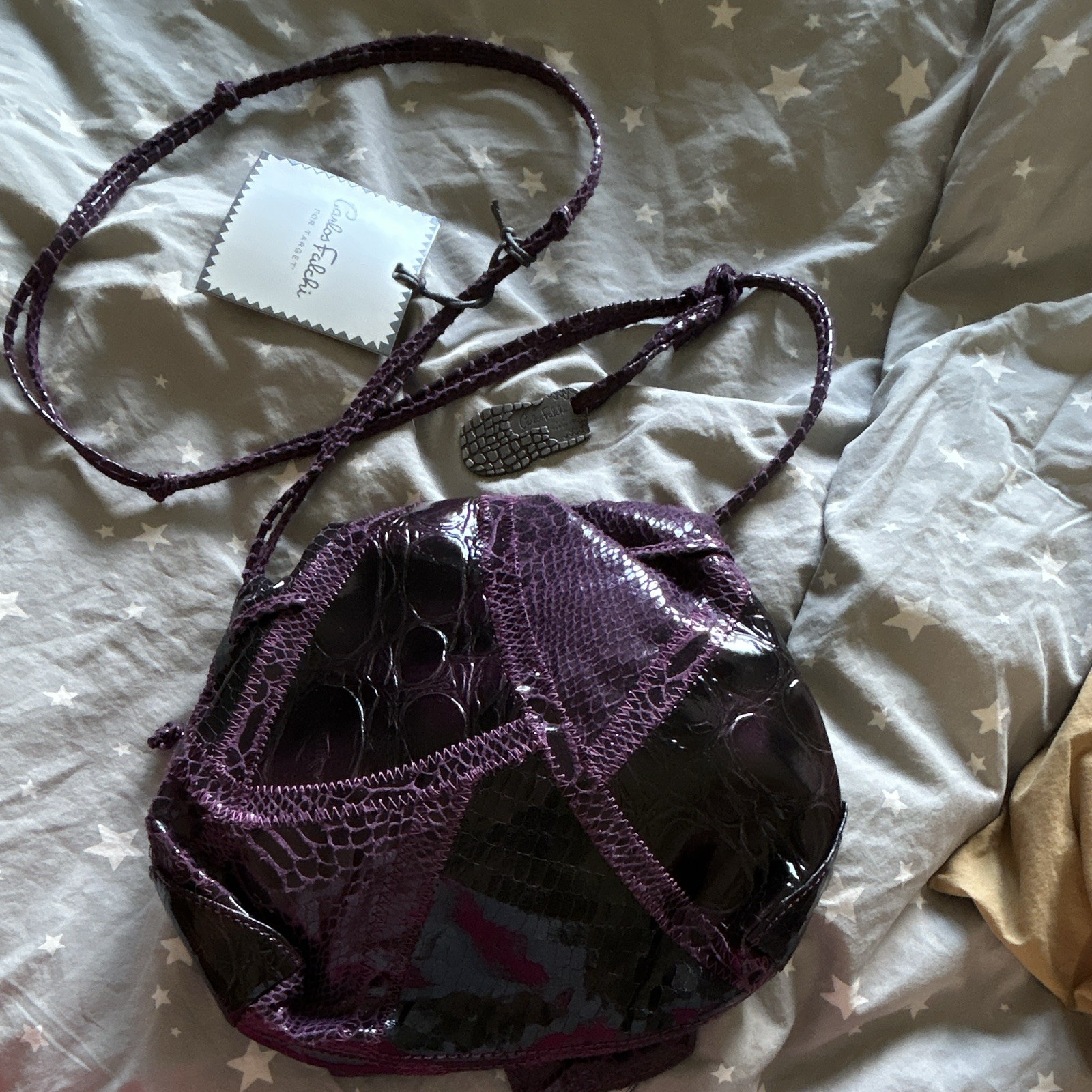 Carlos Falchi for Target Purple Patchwork Shoulder Bag with Brand Card
