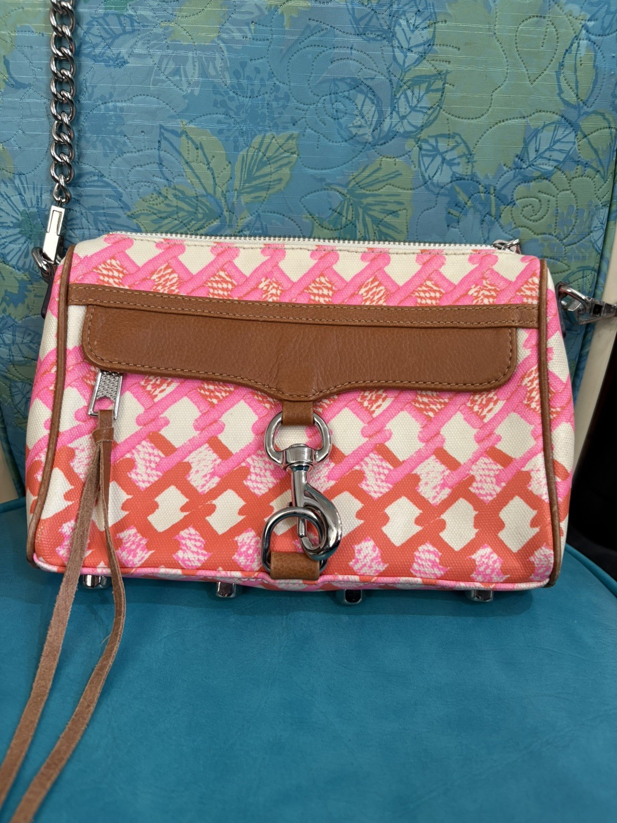 Rebecca Minkoff “MINI MAC” PINK, ORANGE + BROWN LEATHER Crossbody Bag – GOOD